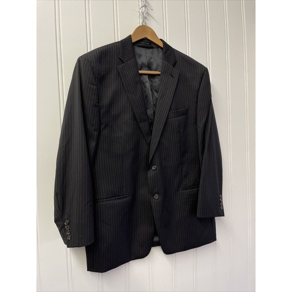 Lauren Ralph Lauren Single Breasted Jacket Mens 46R  Black Pinstripe Wool Blazer - Picture 3 of 14